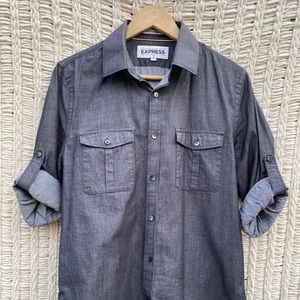 Grey Express Button Up - Extra Slim Fit